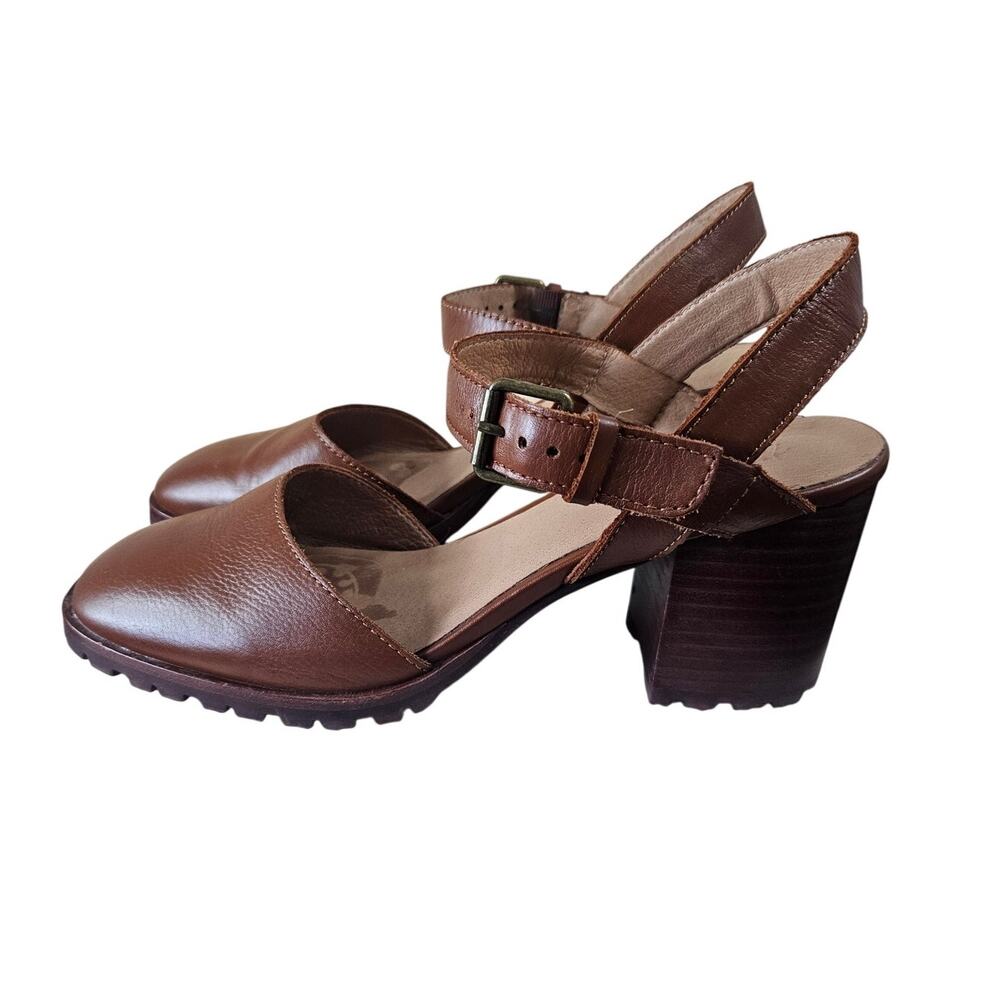 Madewell Claudie Heeled Lugsole Mary Jane Dried Maple Brown Leather US 10.5